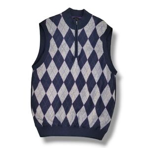 Greg Norman Collection Men's Lined 1/4 Zip Argyle Wind Vest - Size Medium